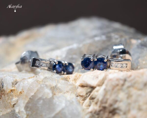 1-1 Blue Sapphire & Diamond Earrings