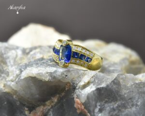 Blue Sapphire & Diamond ring