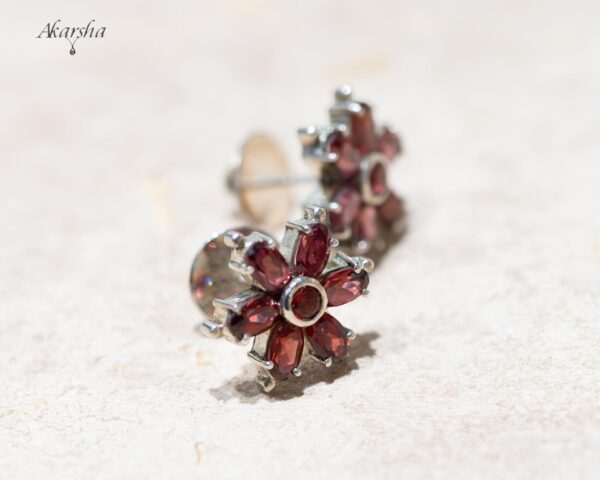 Garnet Flower Earring
