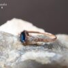 Rose Gold Blue Sapphire & White Sapphire Ring