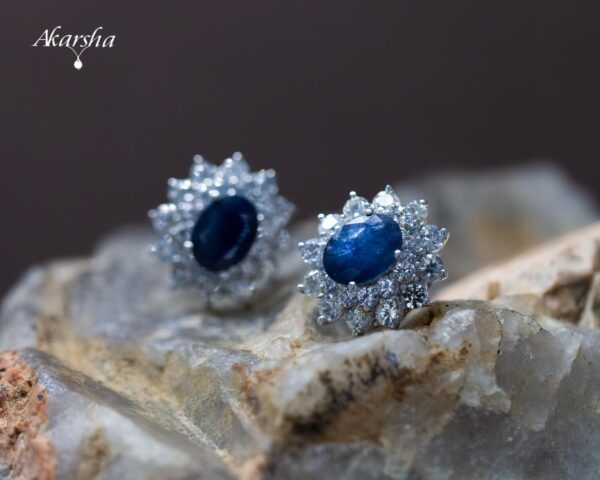 2-1 Blue Sapphire & White Sapphire Earrings