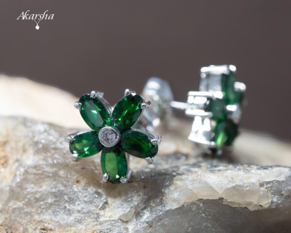 Tsavorite & Diamond Flower Earrings