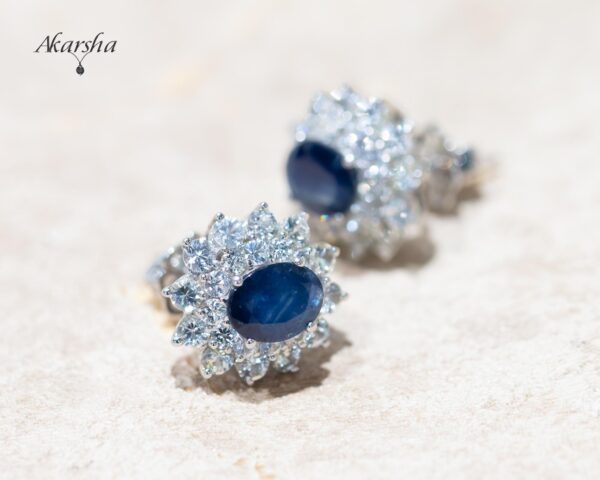 2-2 Blue Sapphire & White Sapphire Earrings