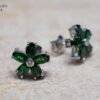 Tsavorite & Diamond Flower Earrings