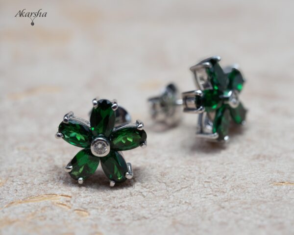 Tsavorite & Diamond Flower Earrings