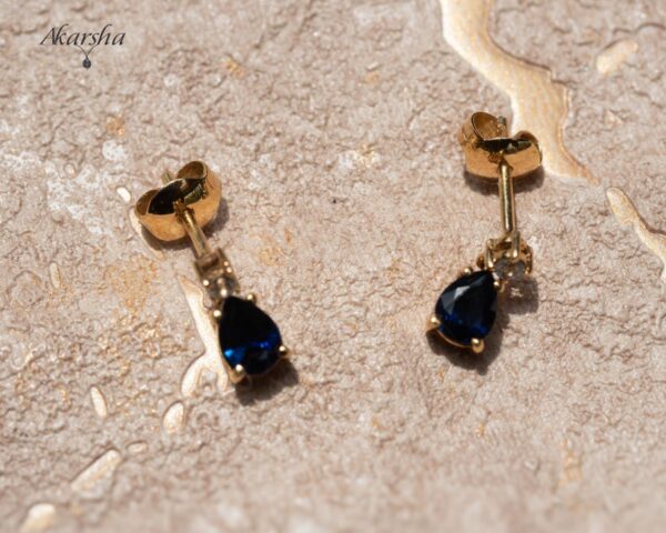 2-3 Blue Sapphire and White Sapphire Earrings