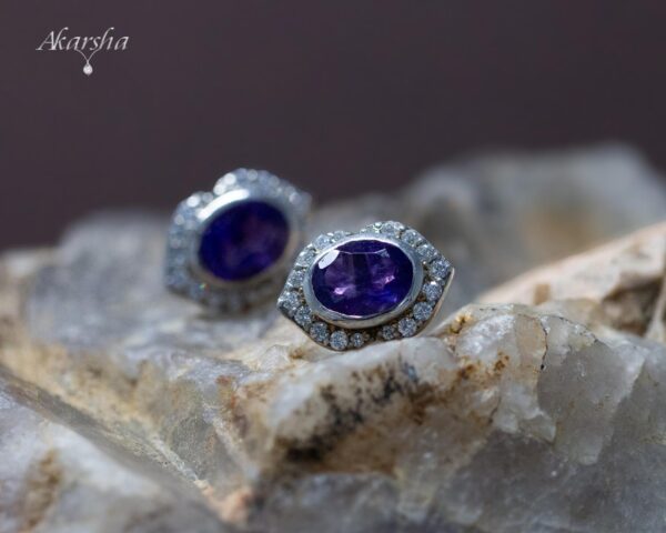 3-1 Amethyst & White Topaz Earrings