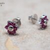 Ruby & Diamond Flower Earring