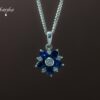 Blue Sapphire & White Sapphire Flower Pendent