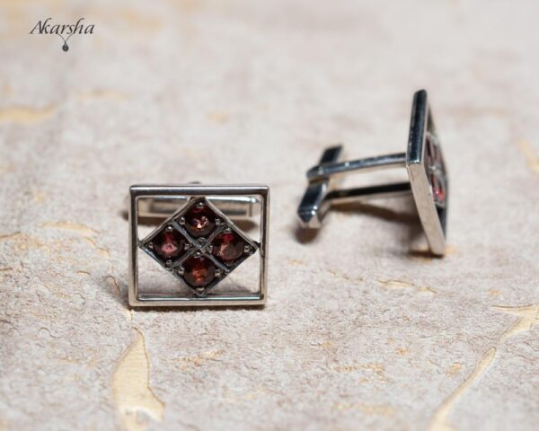 Garnet Silver Cufflinks
