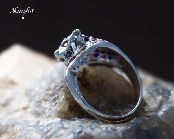 Blue Sapphire & Ruby Leopard Ring