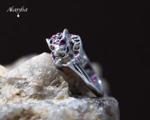 Blue Sapphire & Ruby Leopard Ring