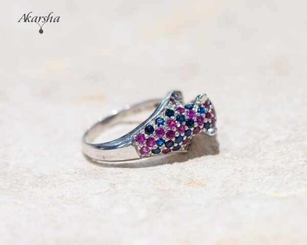 Blue Sapphire & Ruby Leopard Ring