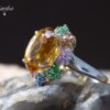 13-1 Citrine and Multi-colour Sapphire Ring
