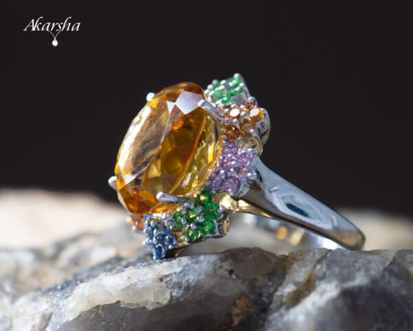13-1 Citrine and Multi-colour Sapphire Ring