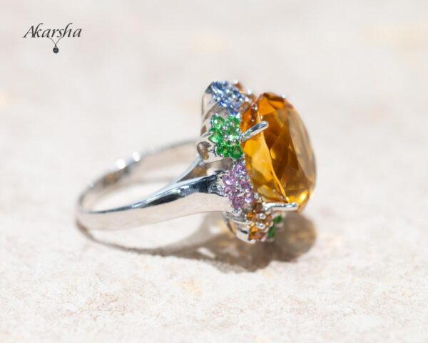 13-3 Citrine and Multi-colour Sapphire Ring
