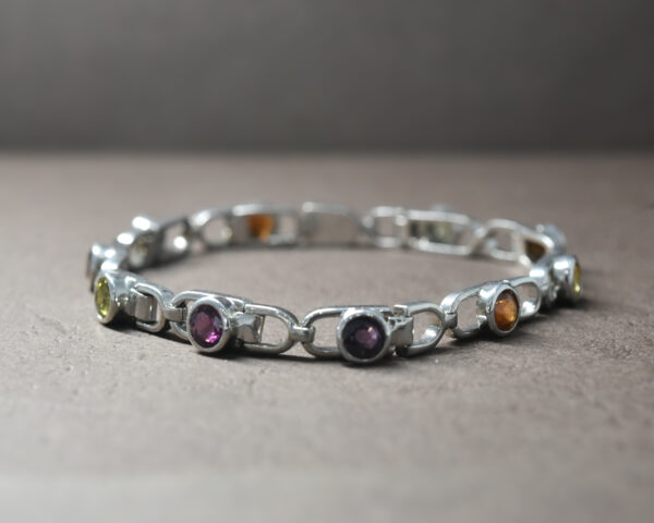 Multi-Coloured Silver Bracelet