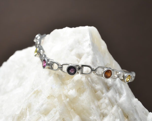 Multi-Coloured Silver Bracelet