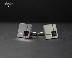 Garnet Silver Cufflinks
