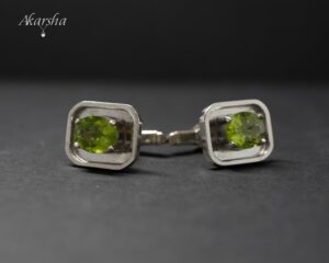 Peridot Silver Cufflinks