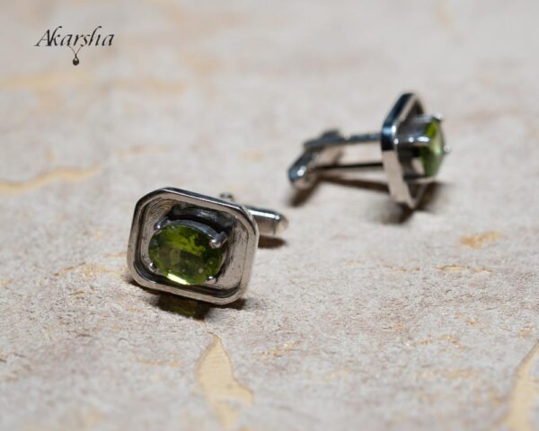 Peridot Silver Cufflinks