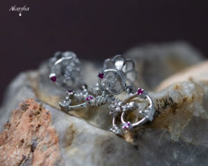 Ruby & White Sapphire Earrings