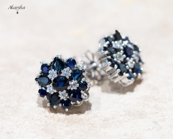 14-2 Blue Sapphire & White Sapphire Earrings