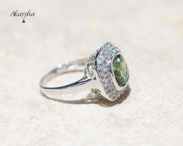 11-2 Green Tourmaline & White Sapphire Ring