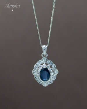 Blue Sapphire & White Sapphire Pendant