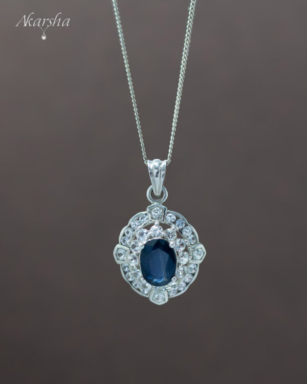 Blue Sapphire & White Sapphire Pendant